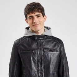 Blouson Cuir Col Biker -Jules 728694 9020 V4